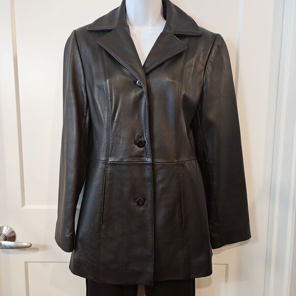 🌹Geniune Leather New York & Company Black Jacket sz S - Picture 4 of 8